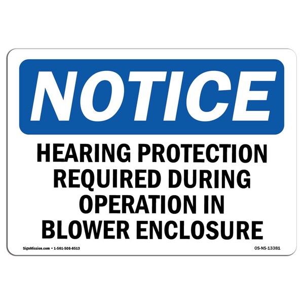OSHA Sign, Hearing Protection Required During Operations, 14in X 10in Alum, 14" W, 10" H, Landscape